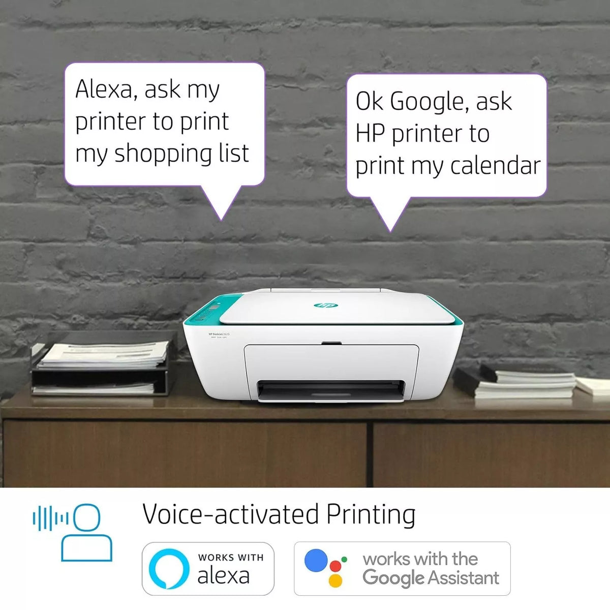 HP DeskJet 2623 All-in-One Wireless Color Inkjet Printer with Voice-Activated Printing