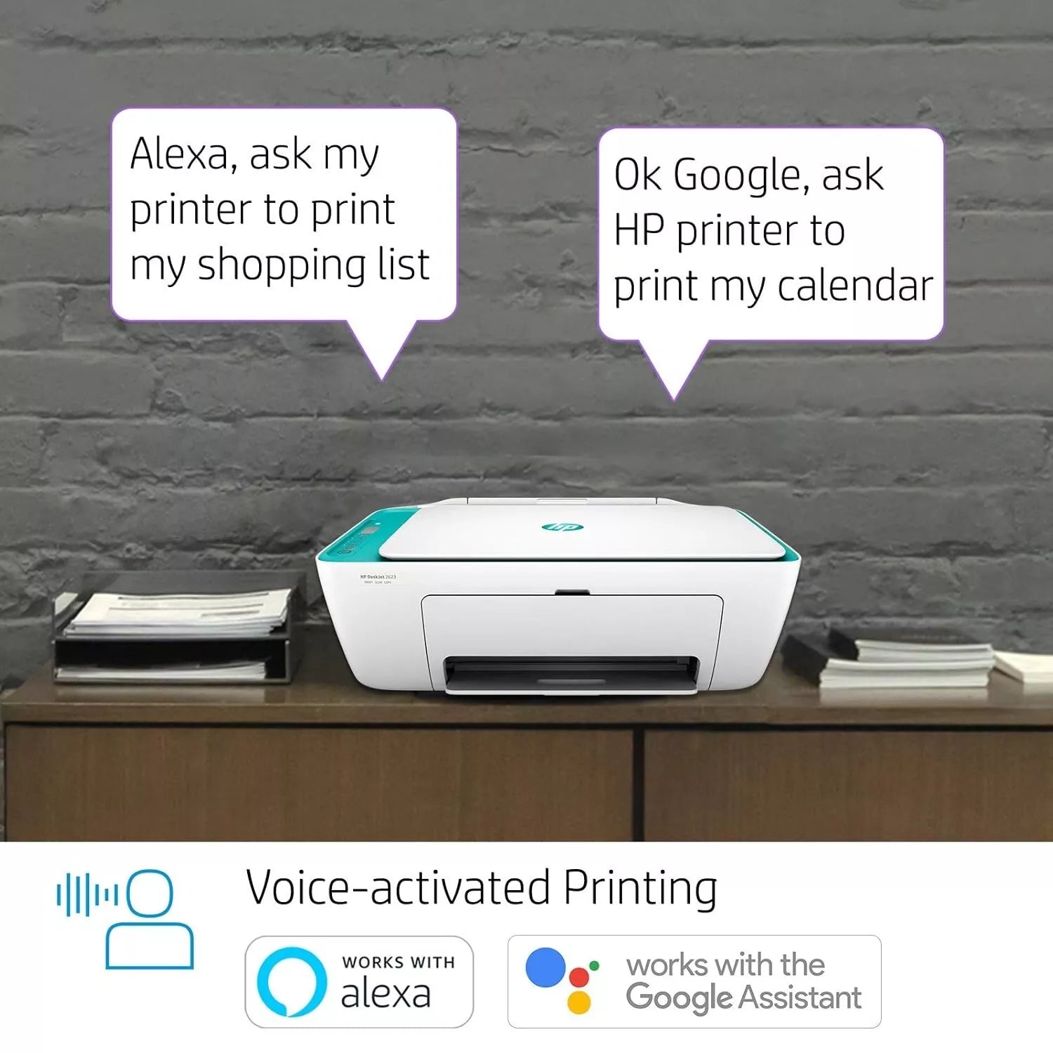 HP DeskJet 2623 All-in-One Wireless Color Inkjet Printer with Voice-Activated Printing