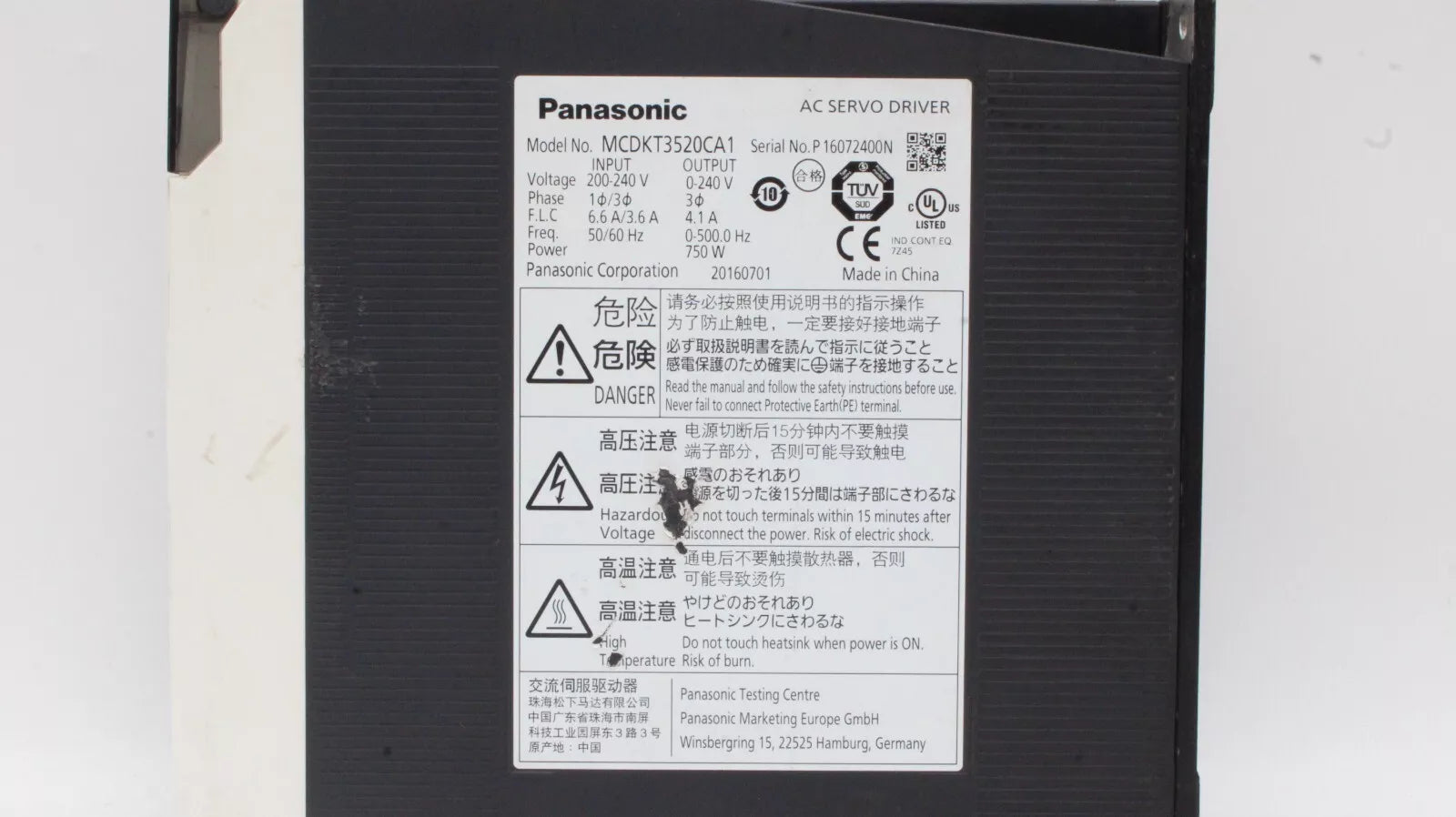 Panasonic MCDKT3520CA1 AC Servo Drive 750W A5Ⅱ Series