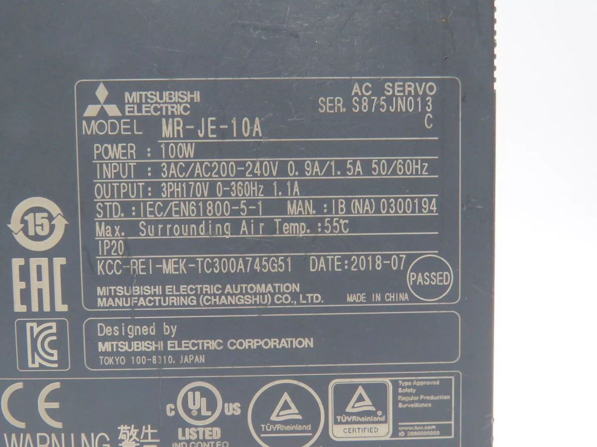 Set of 2 Mitsubishi MR-JE-10A AC Servo Drive 100 Watt 200V