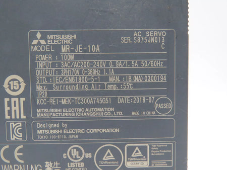Set of 2 Mitsubishi MR-JE-10A AC Servo Drive 100 Watt 200V