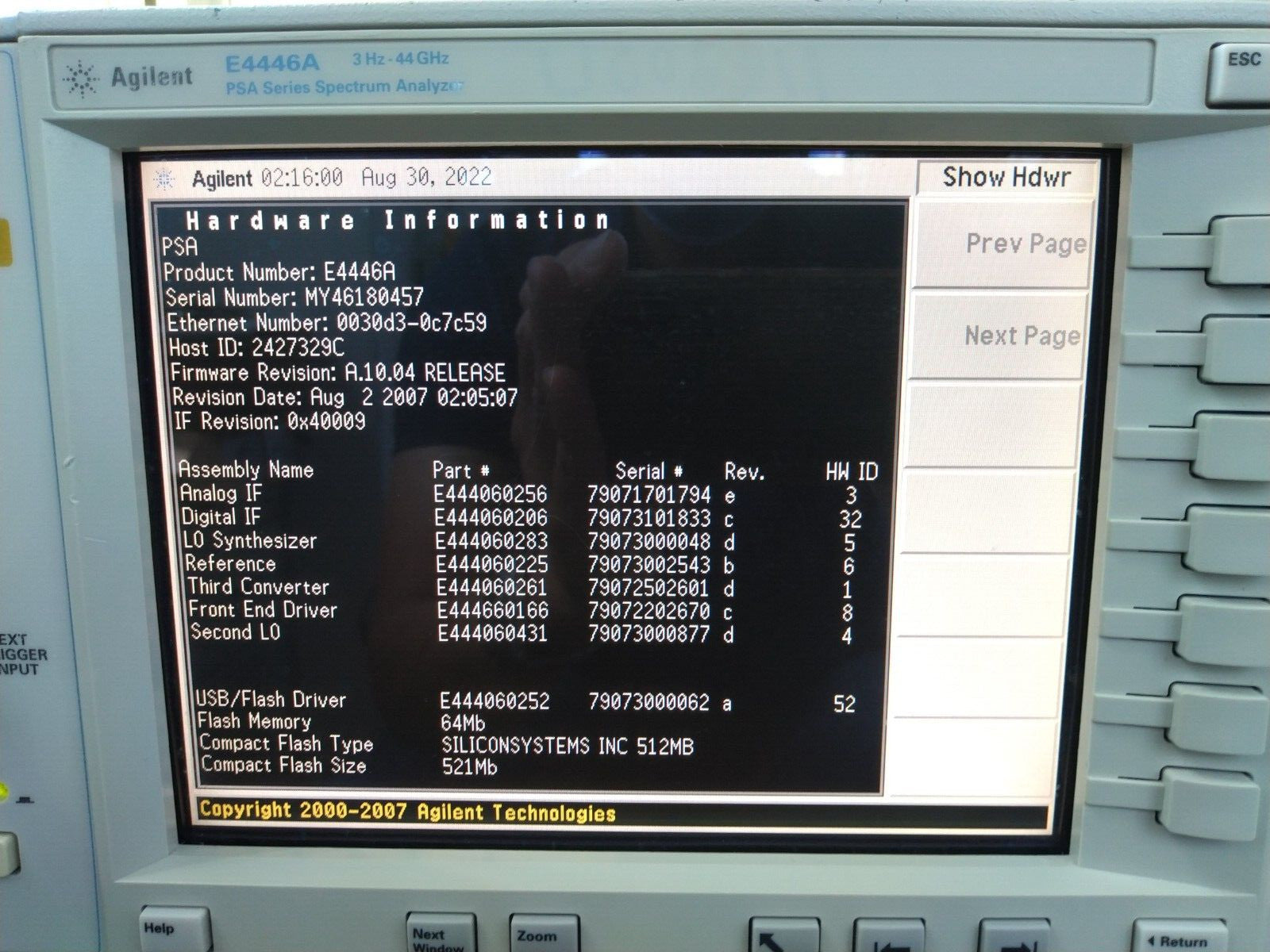 Agilent E4446A 3Hz-44GHz PSA Spectrum Analyzer w/ 1DS, 219 Noise figure _0457 - XG eqpt