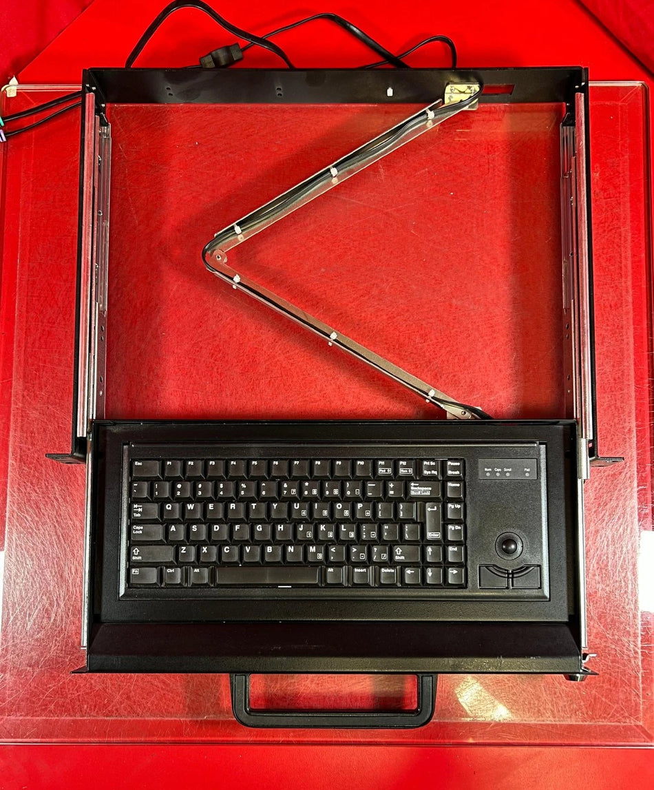 1U RKD-120 Rack Mount Keyboard Drawer with Cherry Keyboard & Trackball US-BLK