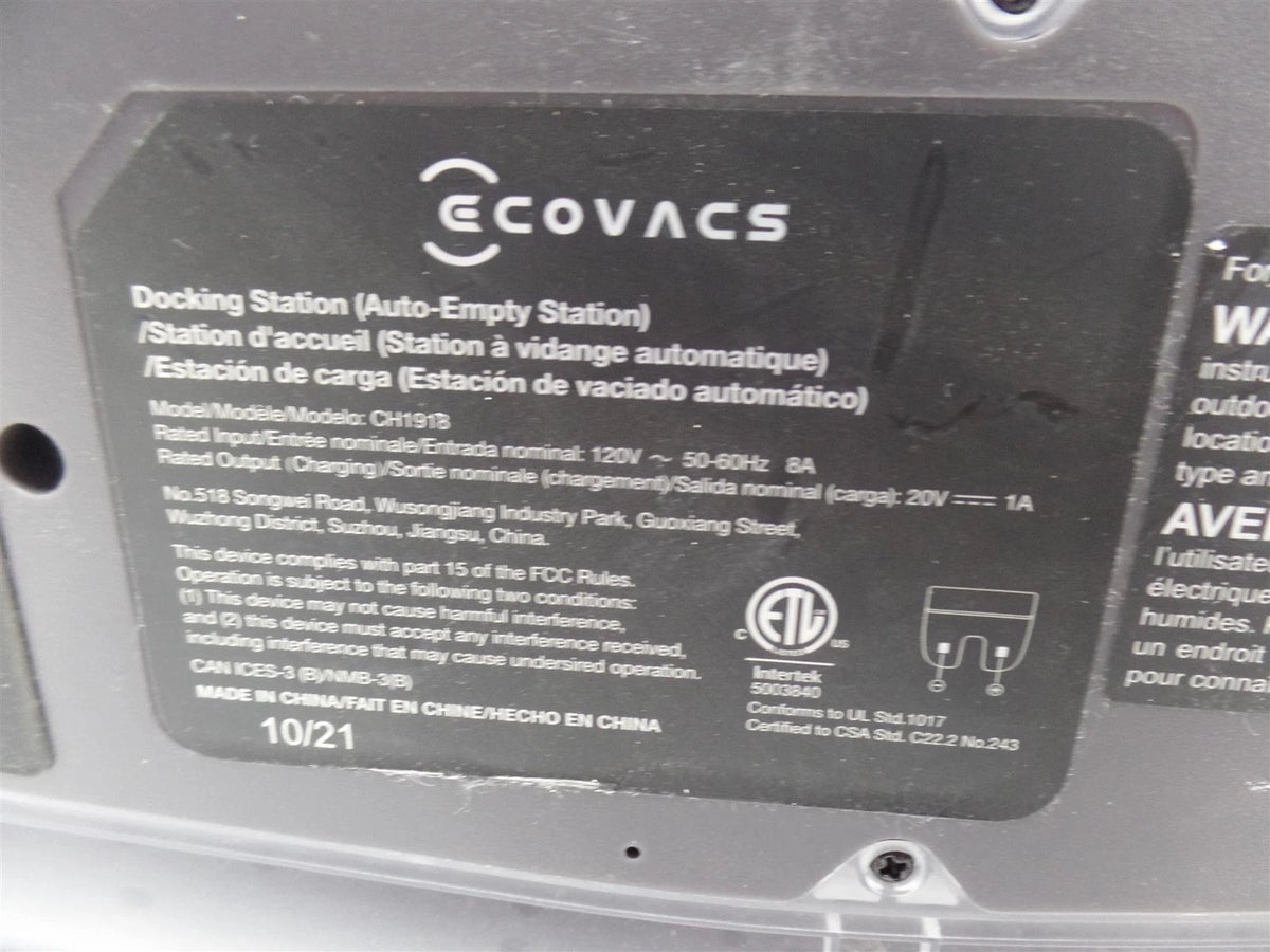 ECOVACS Deebot Auto-Empty Station CH1918  Station Only   - Free Shipping