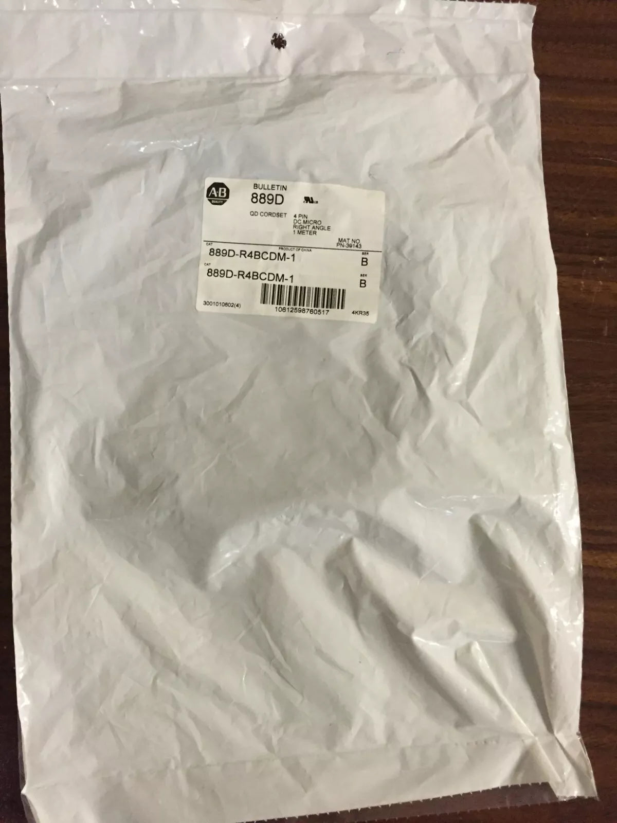 Allen Bradley 889D-R4BCDM-1 4 Pin DC Micro Right Angle QD Cordsets 1M