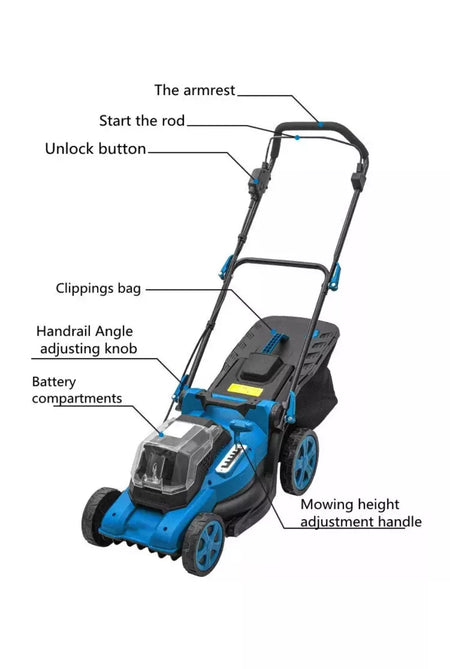 Electric Cordless Hand Push Lawn Mower Grass Box for Home Use