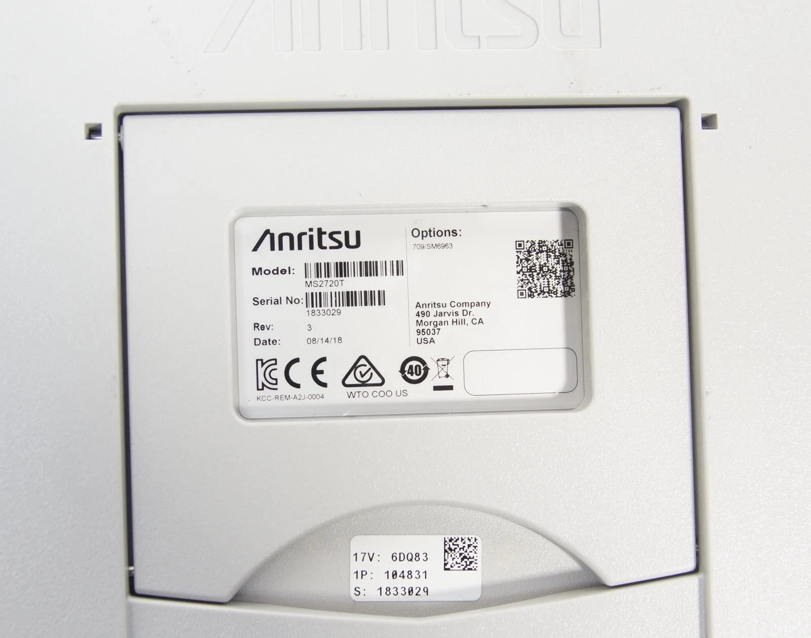 Anritsu MS2720T Spectrum Analyzer 9kHz to 9GHz OPT SM6963 / 709