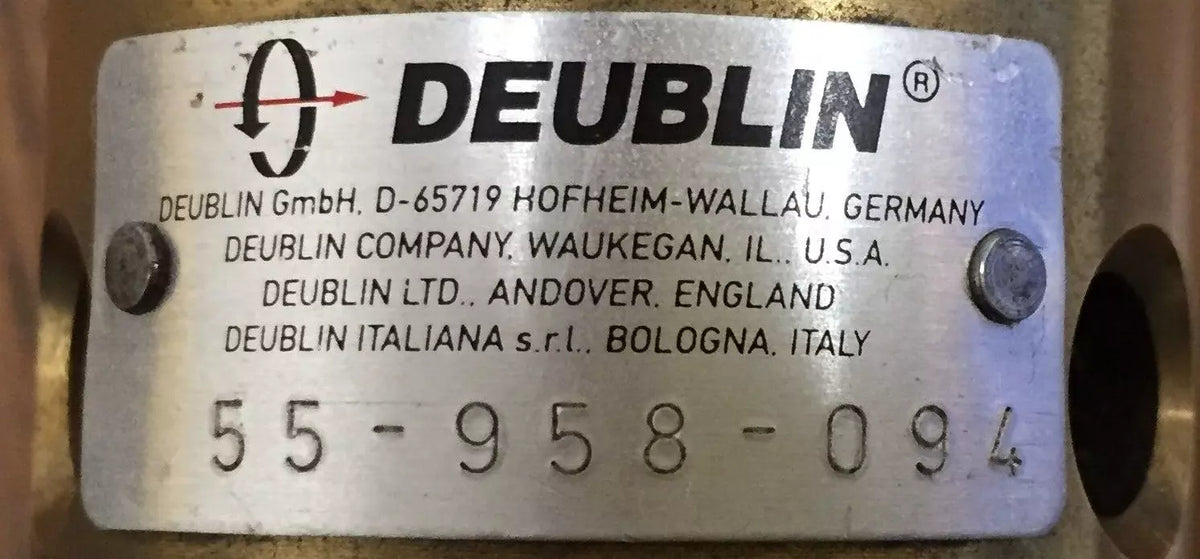 Deublin P/N: 55-958-094 Rotary Union 3/8” BSP RH with Nuts and Bolts Installed