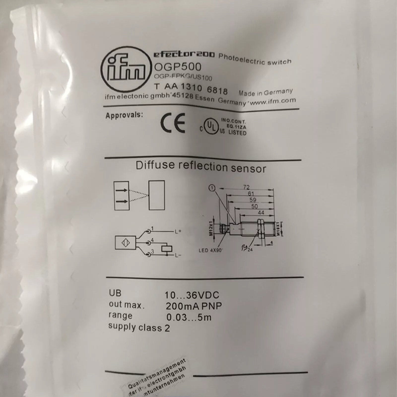 1PC New IFM OGP500 Reflective Sensor Expedited Shipping