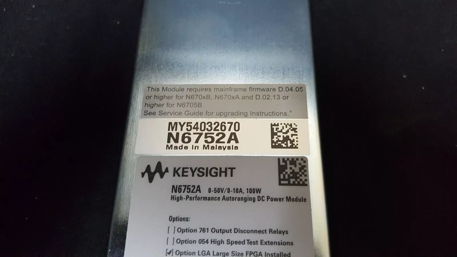 Keysight N6752A High-Performance Autoranging DC Power Module 100W Opt.LGA(2670)