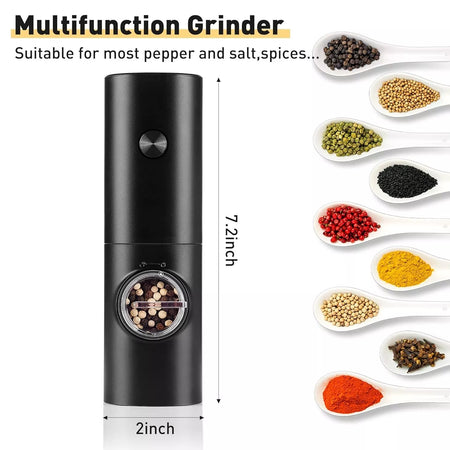 Electric Pepper Grinder & Salt Mill - Battery-Powered Automatic Ceramic Grinder