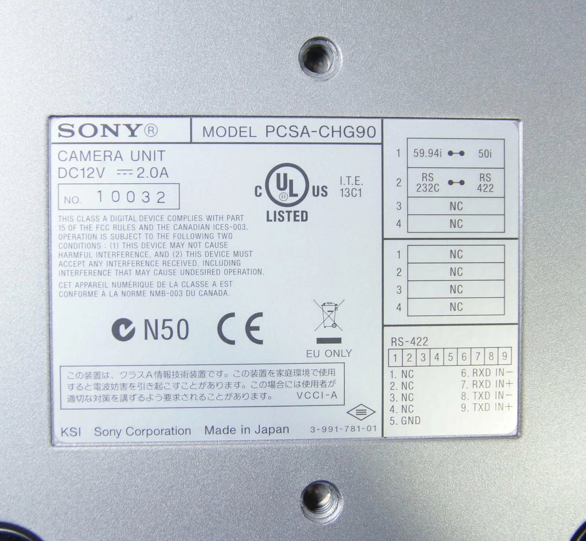 Sony IPELA PCSA-CHG90 720p HD-SDI VISCAT PTZ Video Conferencing Camera