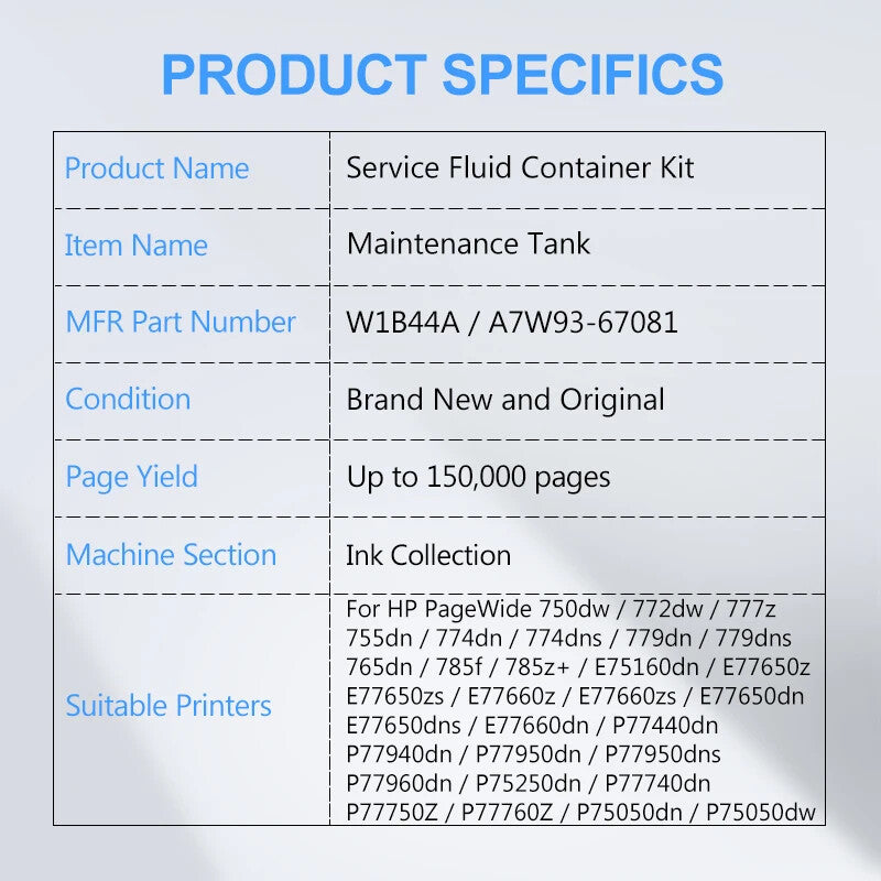 Service Fluid Container Kit for HP Printers