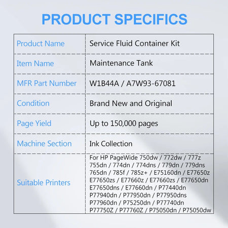 Service Fluid Container Kit for HP Printers