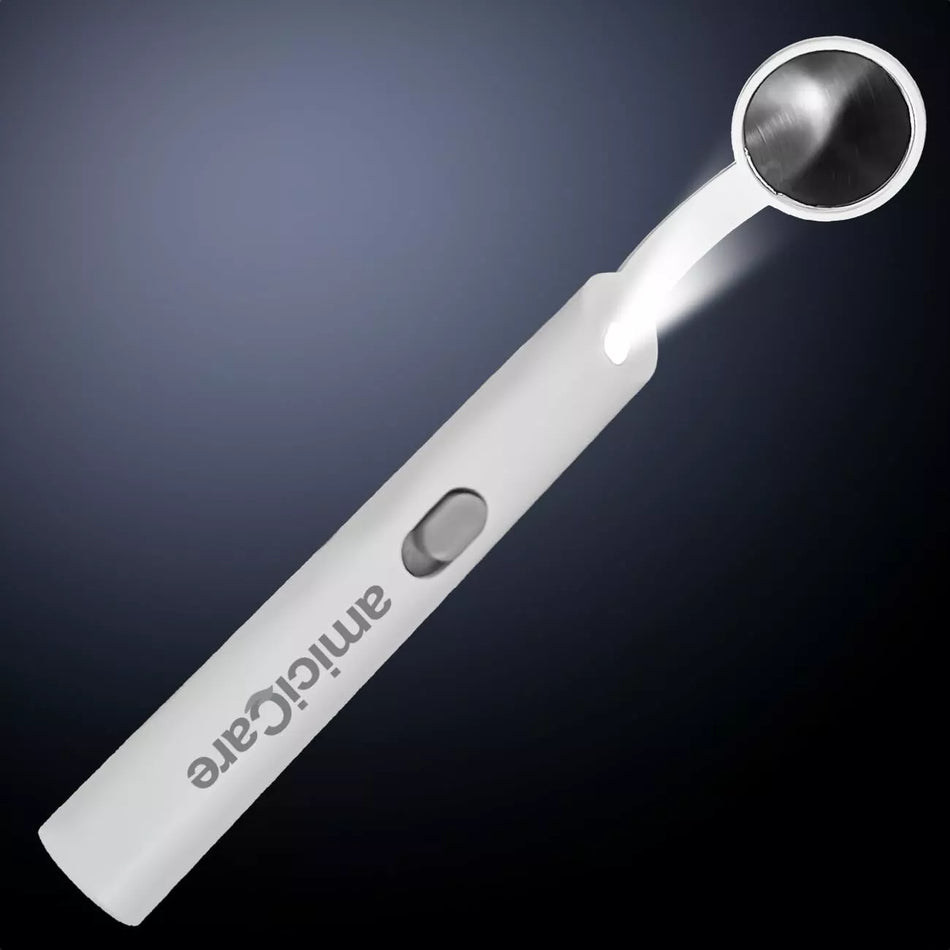 amiciCare LED Dental Mirror - Anti-Fog & Illuminated Oral Inspection Tool
