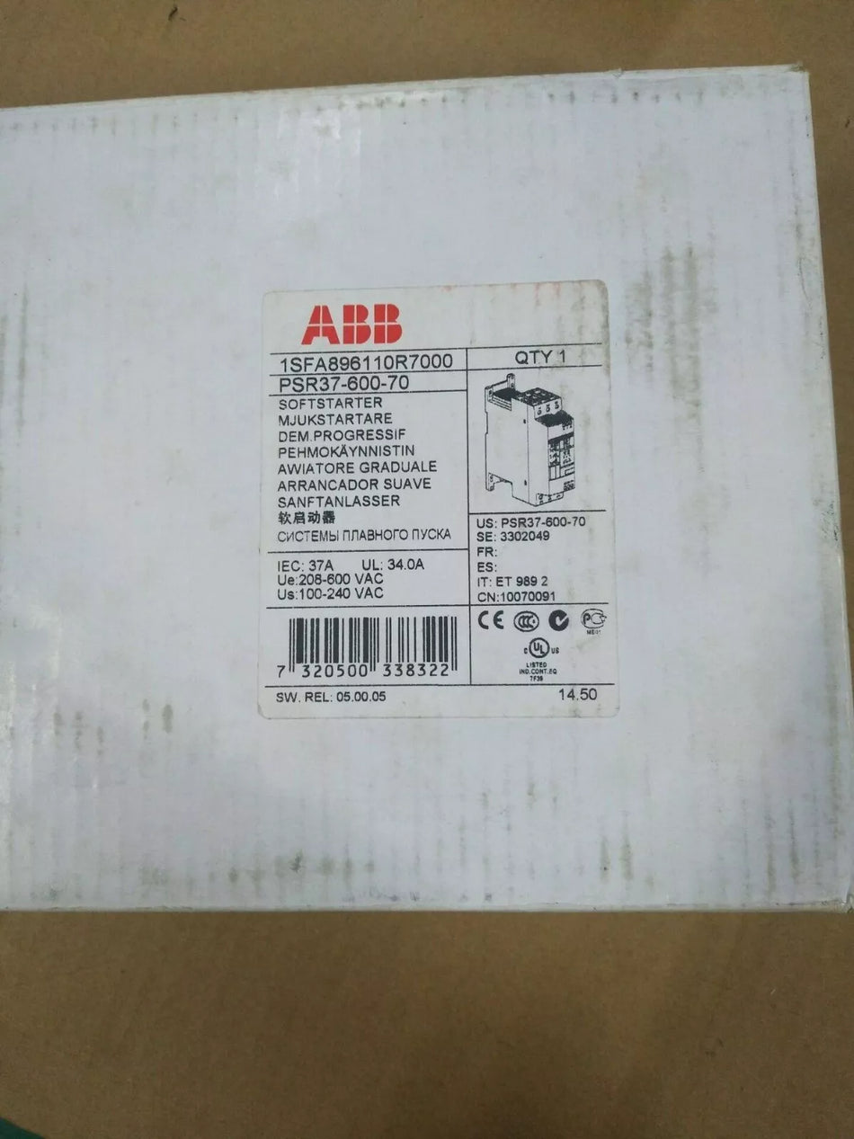 1 PCS NEW ABB PSR37-600-70 1SFA896110R7000 Soft Starter 37A 18.5kw