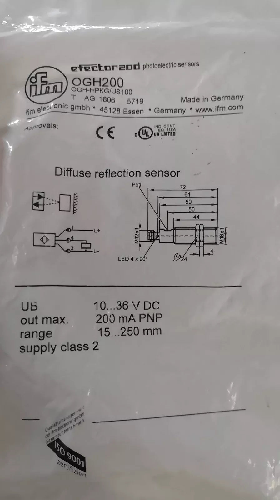 IFM OGH200 Sensor with New Expedited Shipping 1PC