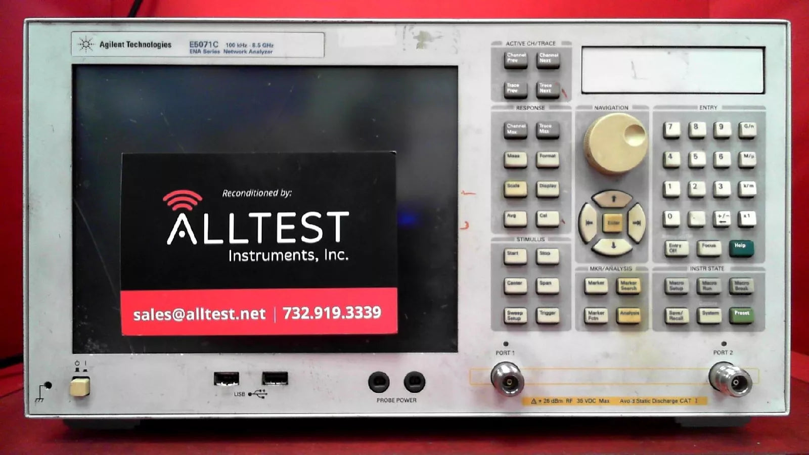 Agilent/Keysight E5071C Opt. 019, 1E5, 285, ENA Vector Network Analyzer