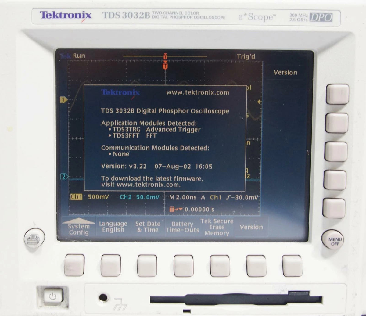 Tektronix TDS3032B 300 MHz 2CH DPO Oscilloscope with TRG / FFT Modules