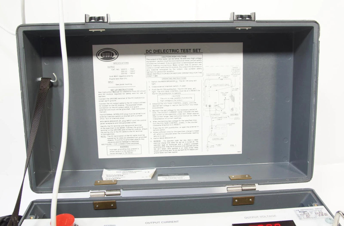 Megger Biddle DC Dielectric Test Set 70 KiloVolts Catalog No 220070