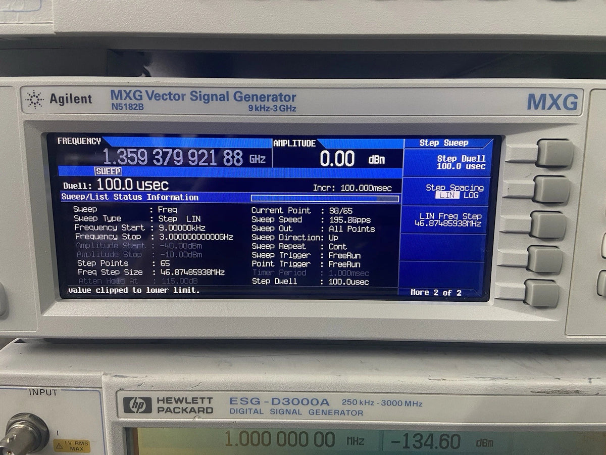 Agilent Keysight MXG N5182B Vector Signal Generator 9kHz-3GHz