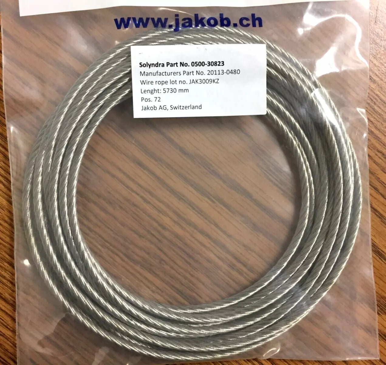 Jakob 20113-0480, 4mm Dia x 5730mm L Stainless Steel Wire Sling