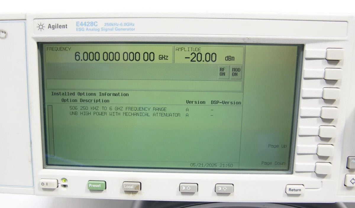 Agilent E4428C 250 kHz - 6.0GHz ESG Analog Signal Generator OPT UNB 506