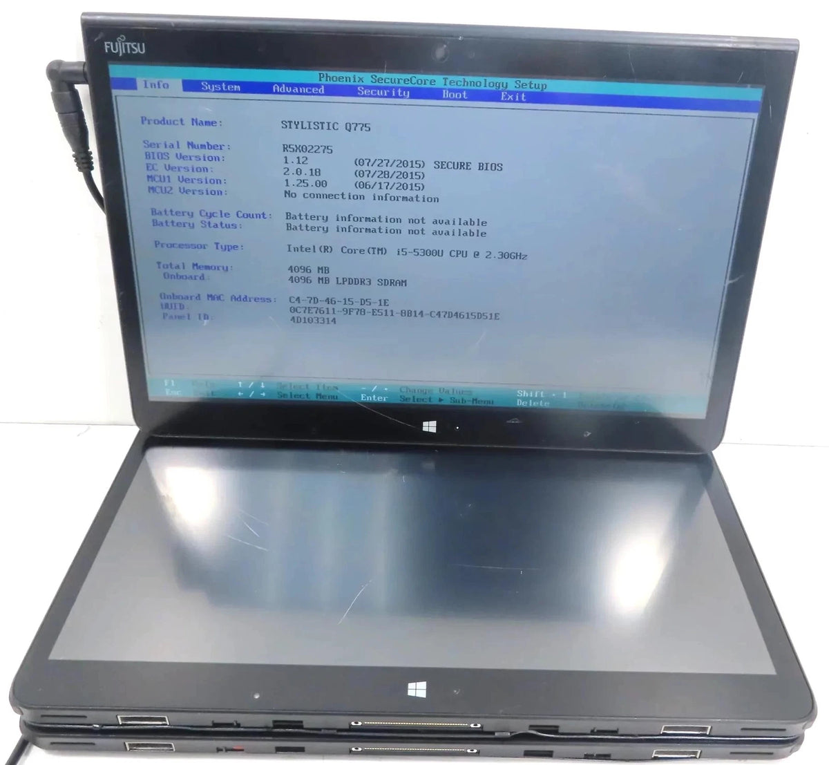 Lot of 3 Fujitsu Stylistic Q775 Core i5-5300U 2.30GHz 4GB tablets Free Shipping