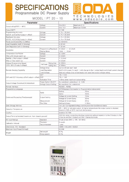 ODA PT100-2 Switching Type Programmable DC Power Supply 100V 2A 200W - XG eqpt