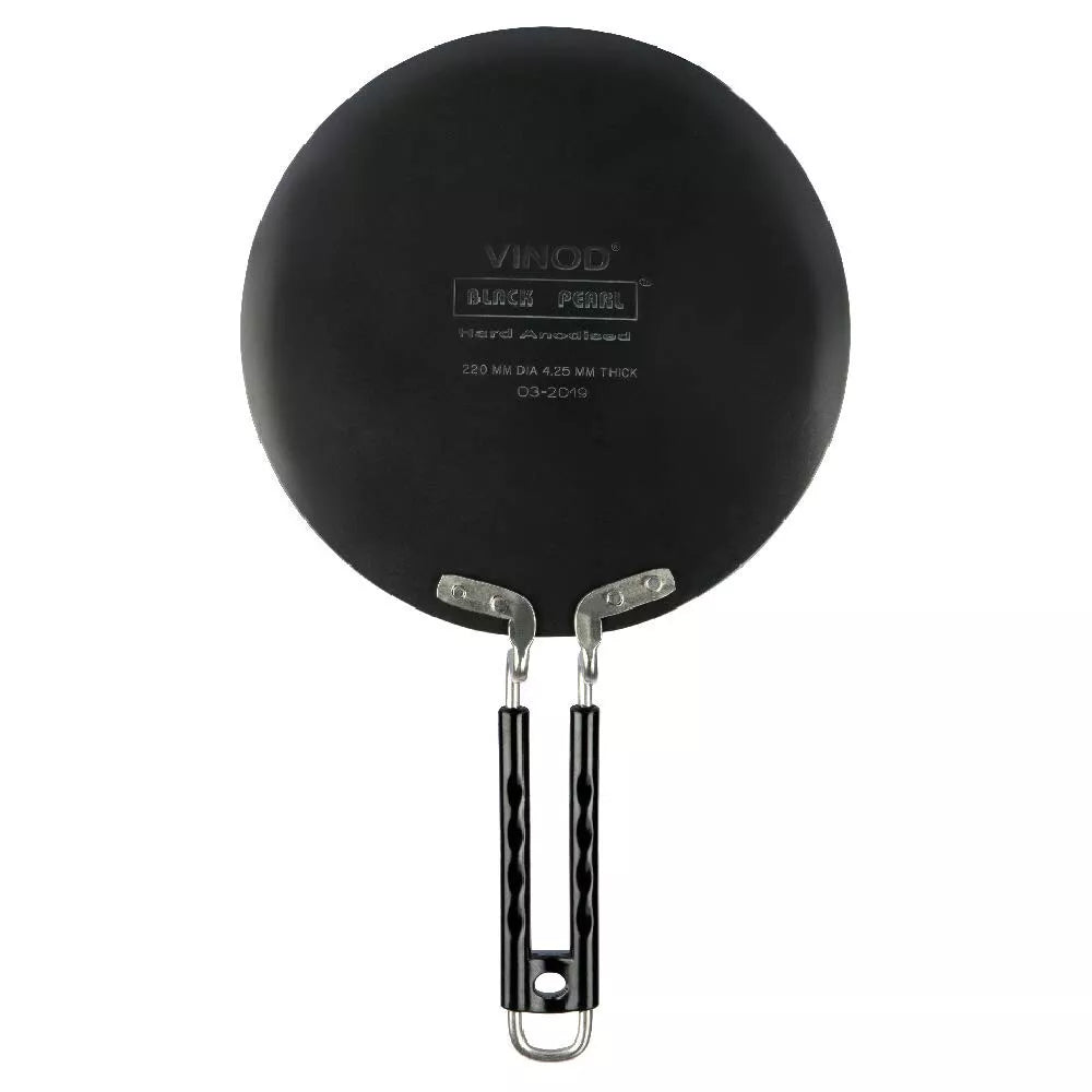 Pearl Hard Anodised Dosa Tawa with Thick Non-Stick Surface by Vinod - Black