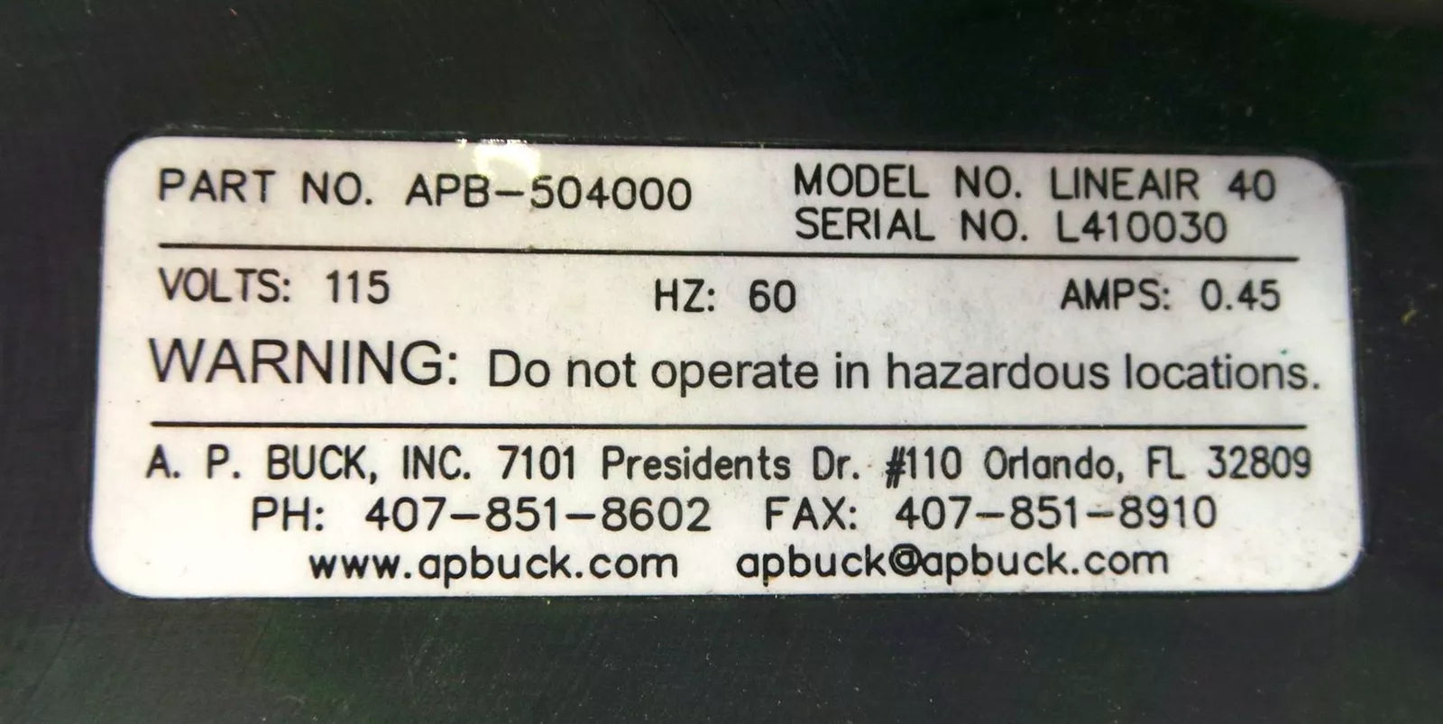 BUCK LINEAIR 40 Air Sampler for Efficient Air Sampling