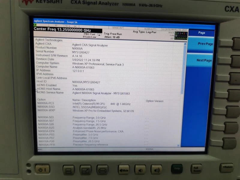 Keysight Agilent N9000A 9kHz-26.5GHz CXA Signal Analyzer