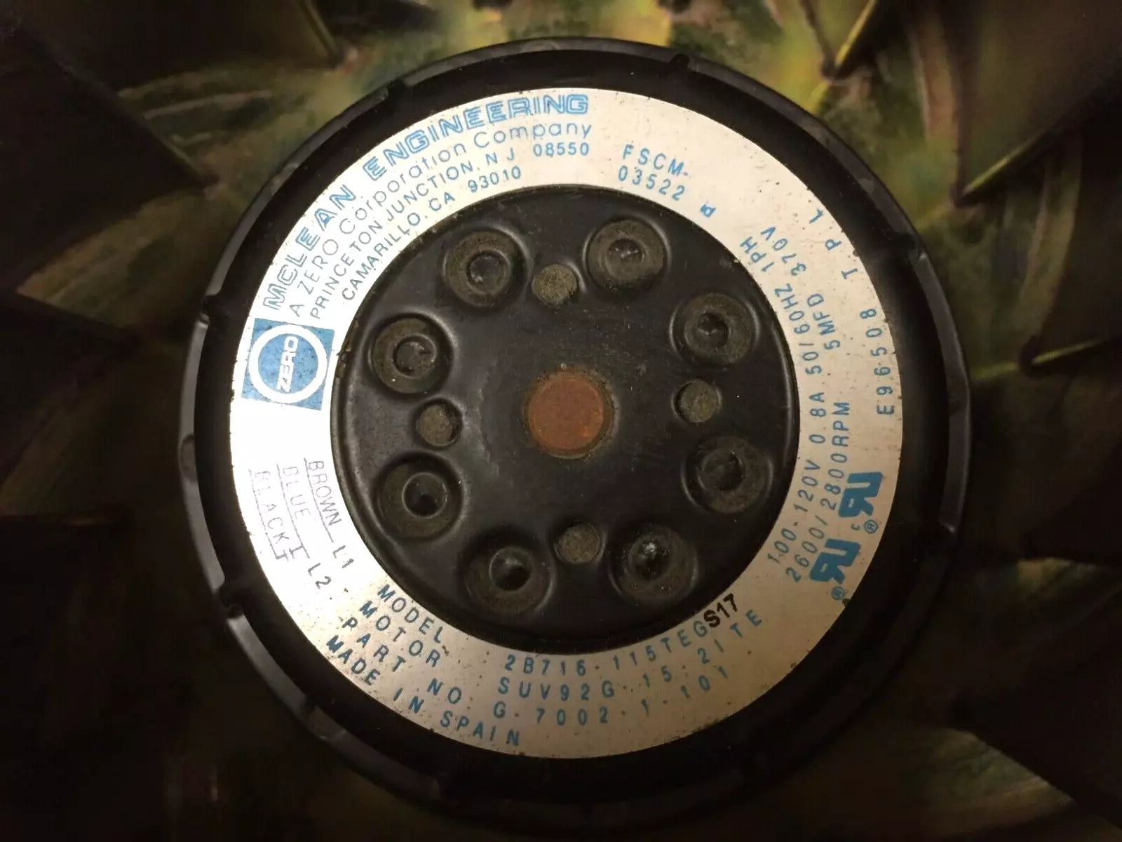 Mclean Engineering Model 2B716-115TEGS17 P/N G-7002 Vaneaxial Fan