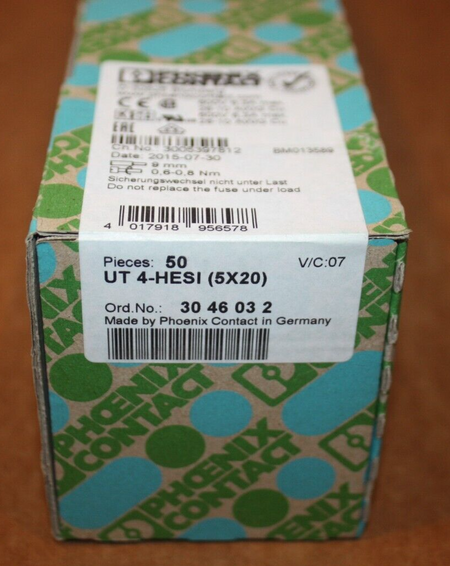 Phoenix Contact UT 4-HESI Fuse DIN Rail Terminal 6.2mm Wide