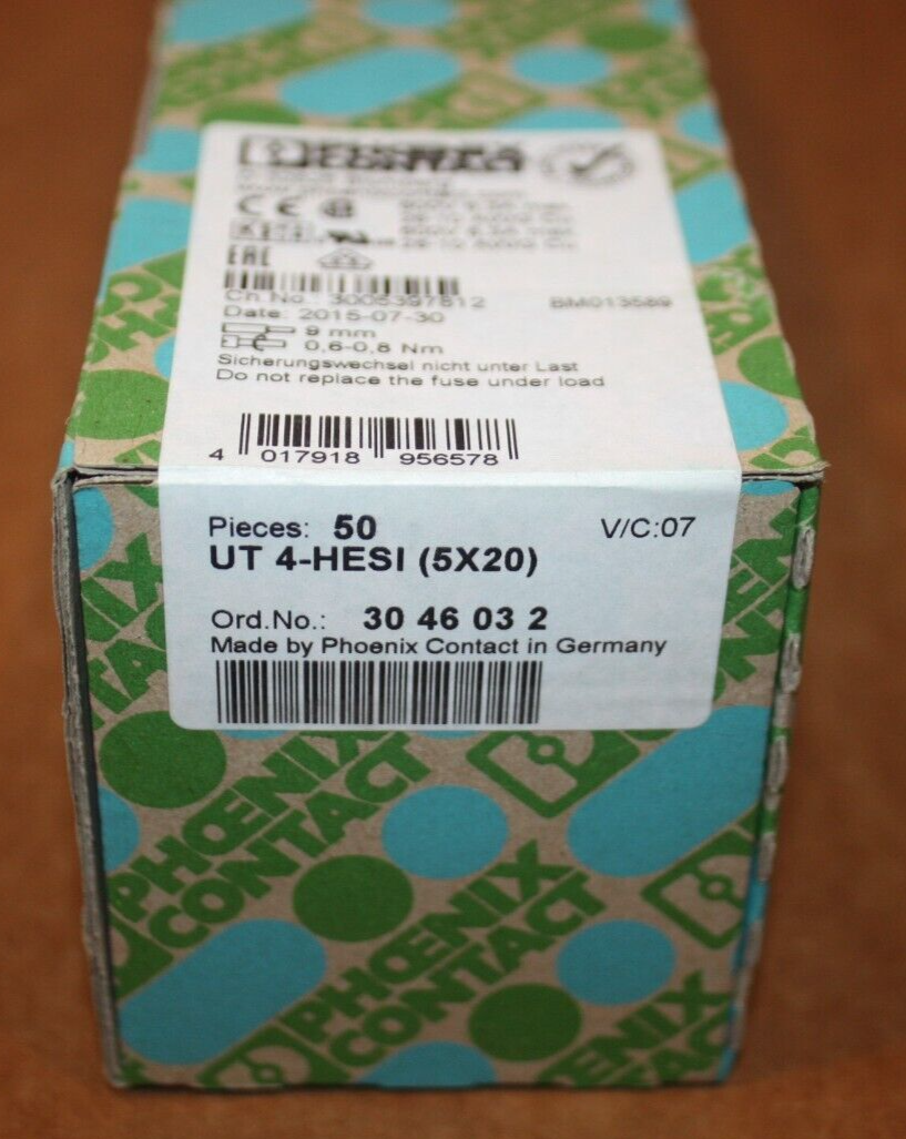 Phoenix Contact UT 4-HESI Fuse DIN Rail Terminal 6.2mm Wide