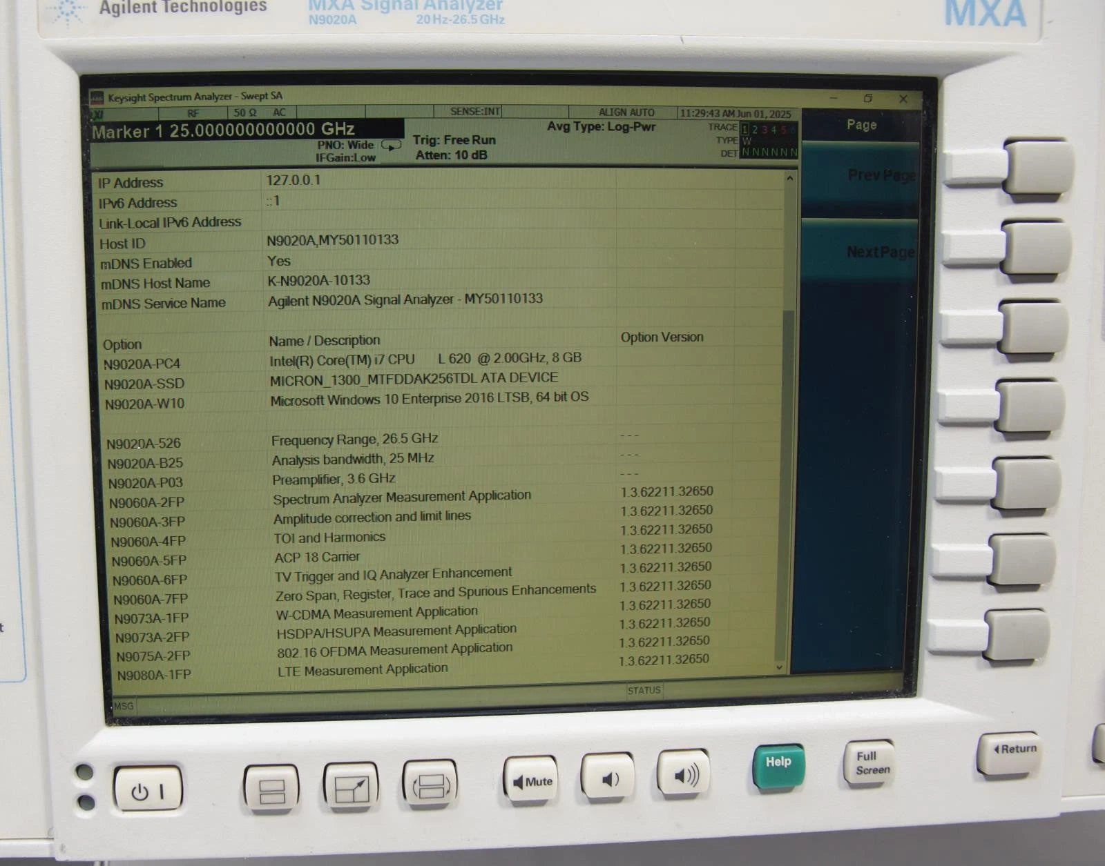 Keysight Agilent N9020A 20 Hz to 26.5 GHz MXA Signal Analyzer with Options