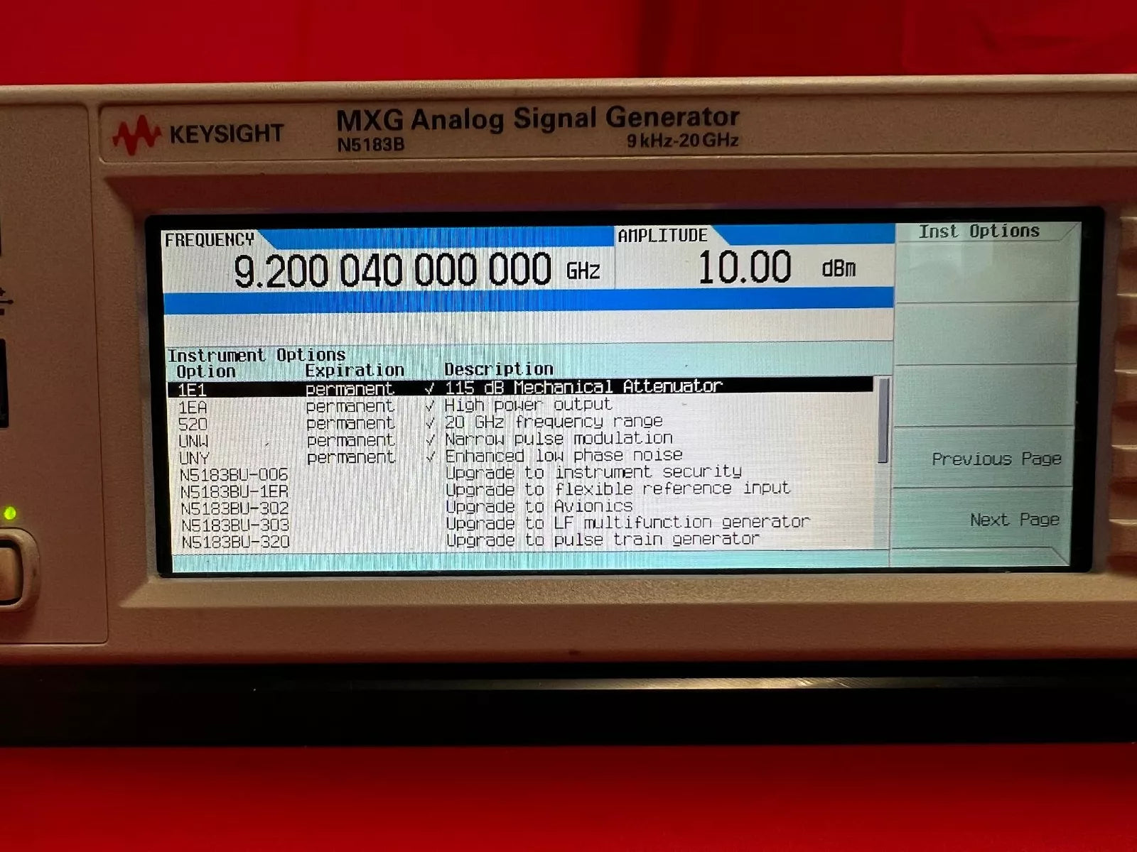 Agilent/Keysight N5183B MXG XSeries Signal Generator 9kHz-20GHz