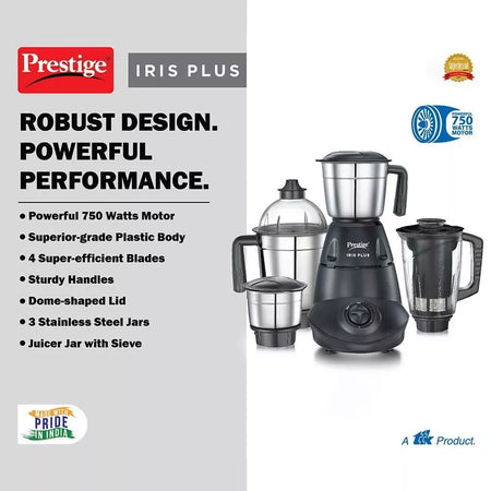 Prestige 750W Iris Plus Mixer Grinder with 4 Jars