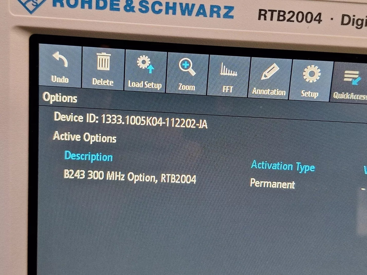 R&S RTB2004 Oscilloscope 4CH 300MHz 2.5GSa/s Opt. B243 Z1 (2202)