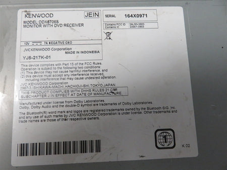 Kenwood DDX6706S Bluetooth DVD Player - Free shipping