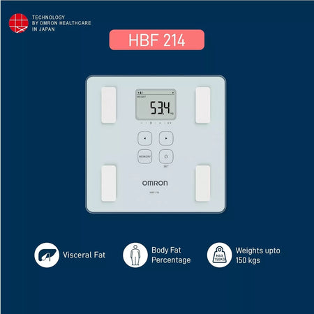 Omron HBF 214 Digital Body Composition Monitor - BMI, Body Fat, Muscle & Age