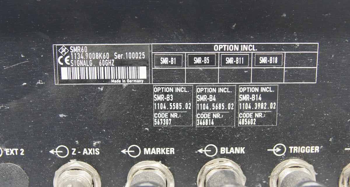 Rohde & Schwarz SMR60 10 MHz - 60 GHz Signal Generator 1134.9008.60 READ