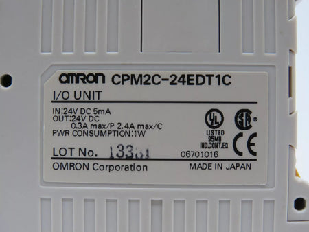 Omron CPM2C-24EDT1C I/O Expansion Unit 24VDC 5MA 0.3AMP LED Indicators