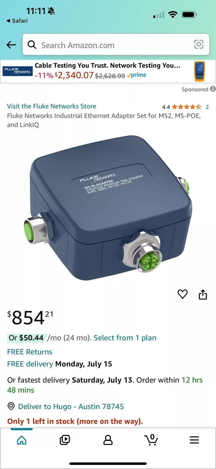 Fluke Networks MS-IE-Adapter Set / New Sealed - Tested