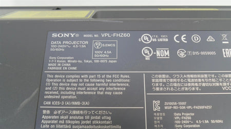 Sony VPL-FHZ60 WUXGA Laser Light Source Projector - Light Timer : 1250 Hours