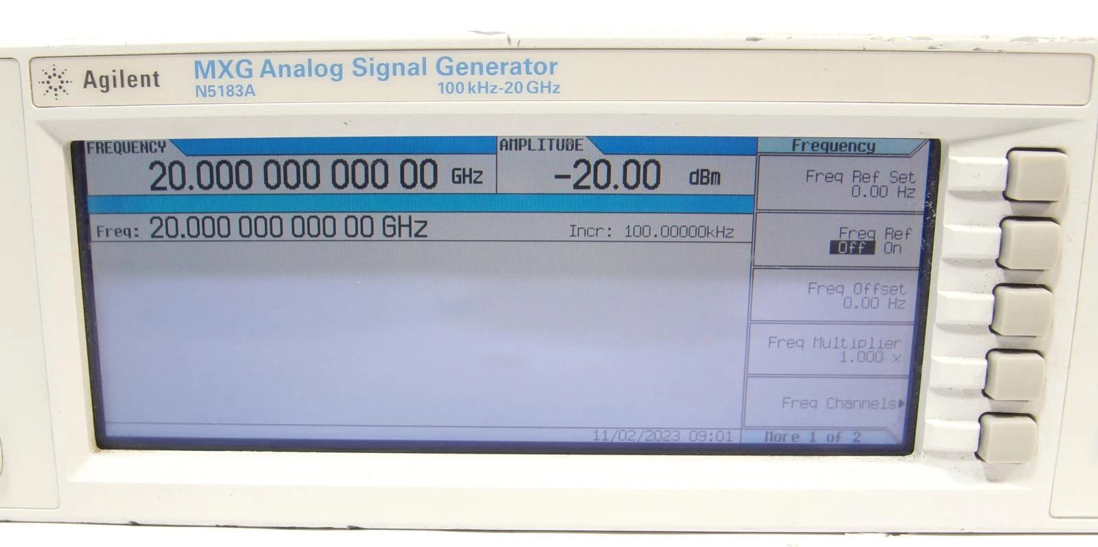 Agilent N5183A 20GHz MXG RF Analog Signal Generator OPT 1E1 520 ALB U04 UNT UNU