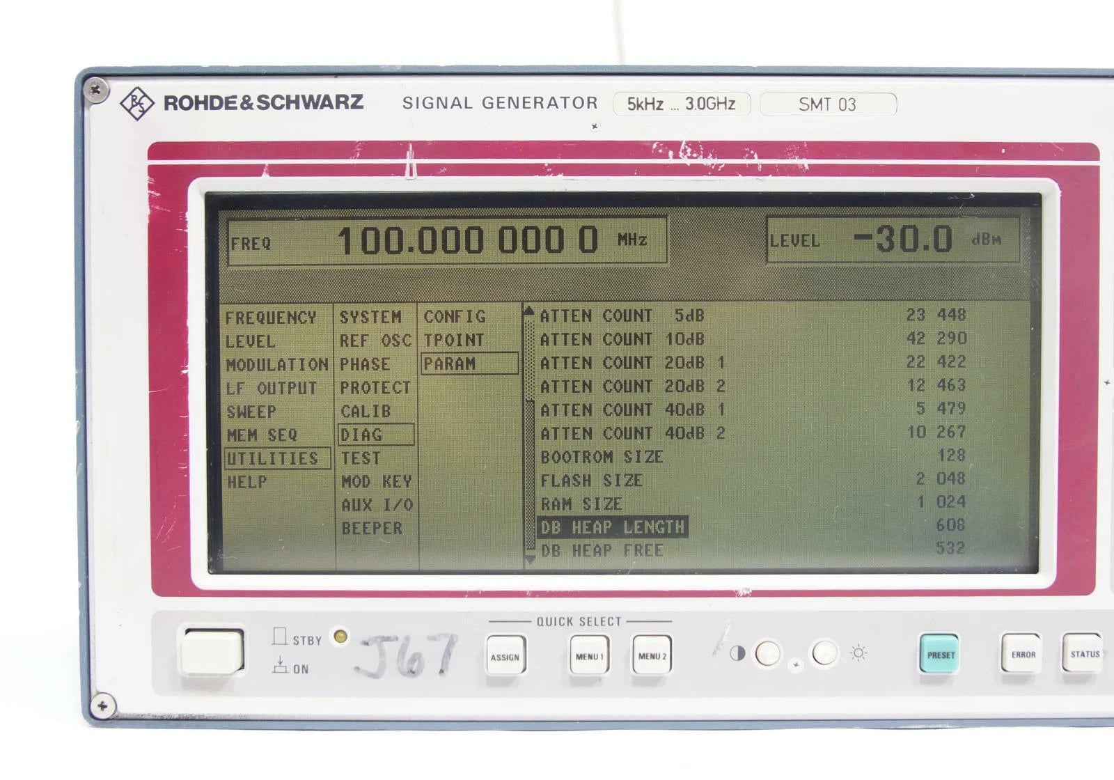 Rohde & Schwarz SMT03 Signal Generator 5 kHz to 3 GHz with Options B1 B19