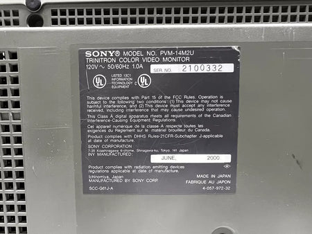 SONY PVM-14M2U High Performance Production Monitor for Retro Games