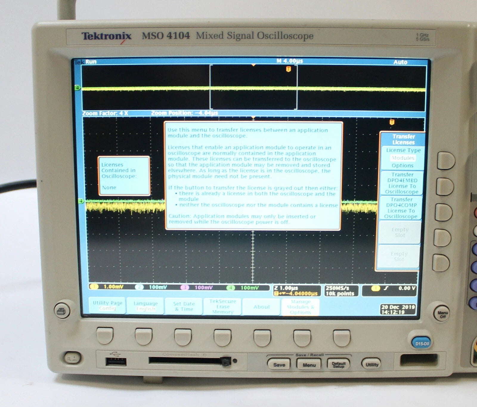 Tektronix MSO4104 1GHz  4 Channel 5GS/s Mixed Signal Oscilloscope
