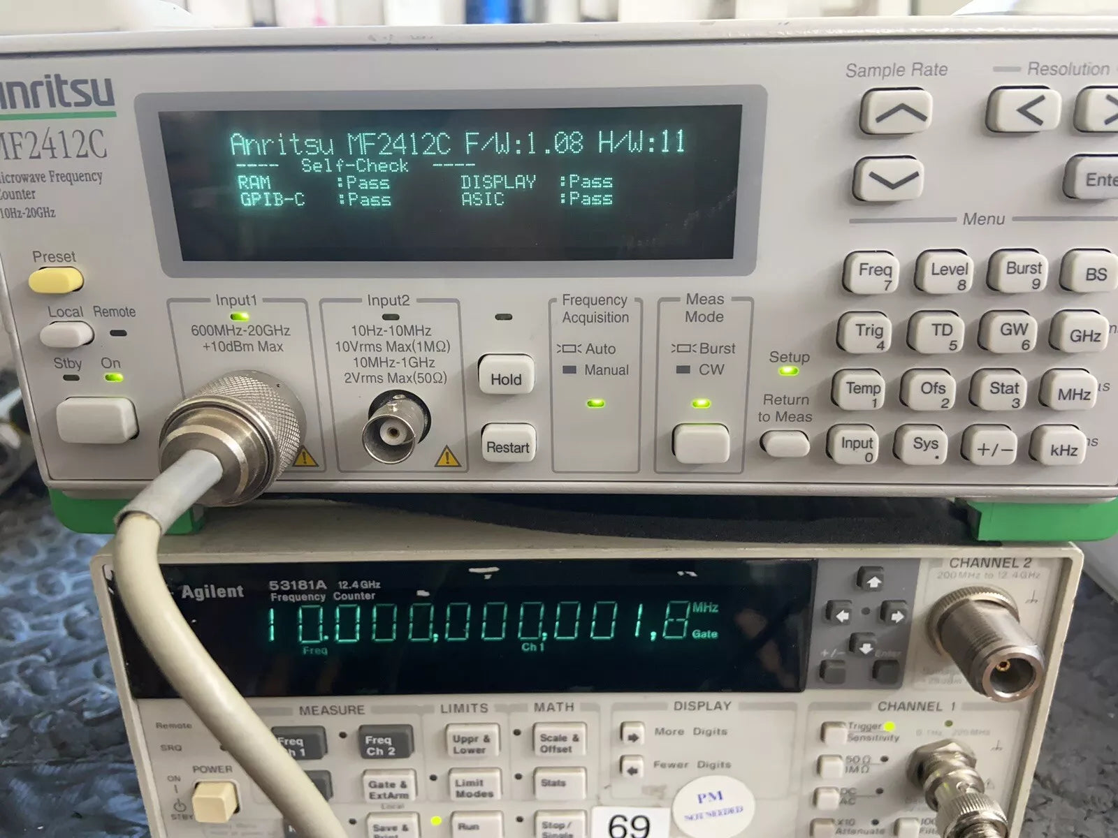 Anritsu MF2412C Microwave Frequency Counter 10Hz - 22.5GHz NIST Cal'd Opt 2